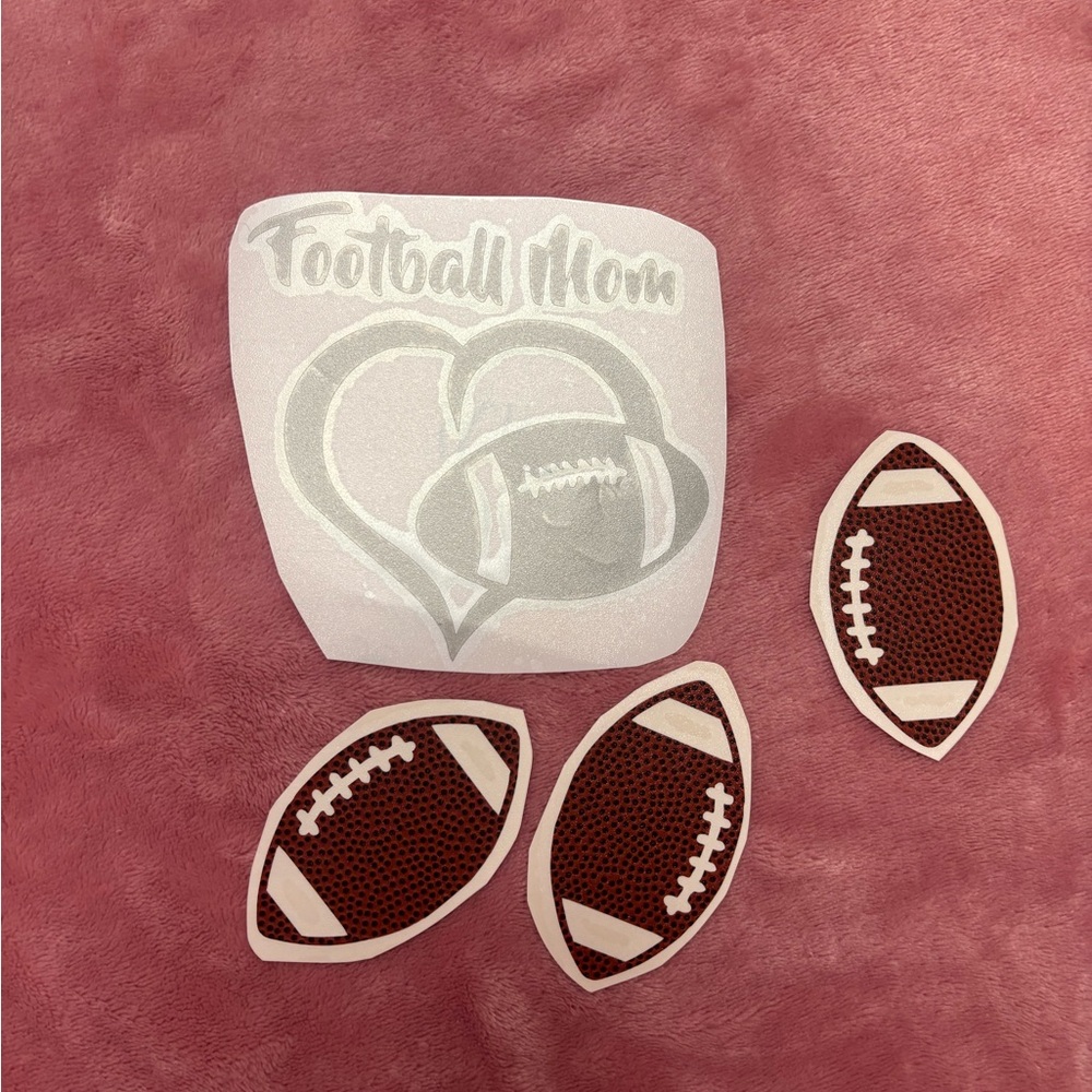 Football Mom vinyl decal with footballs